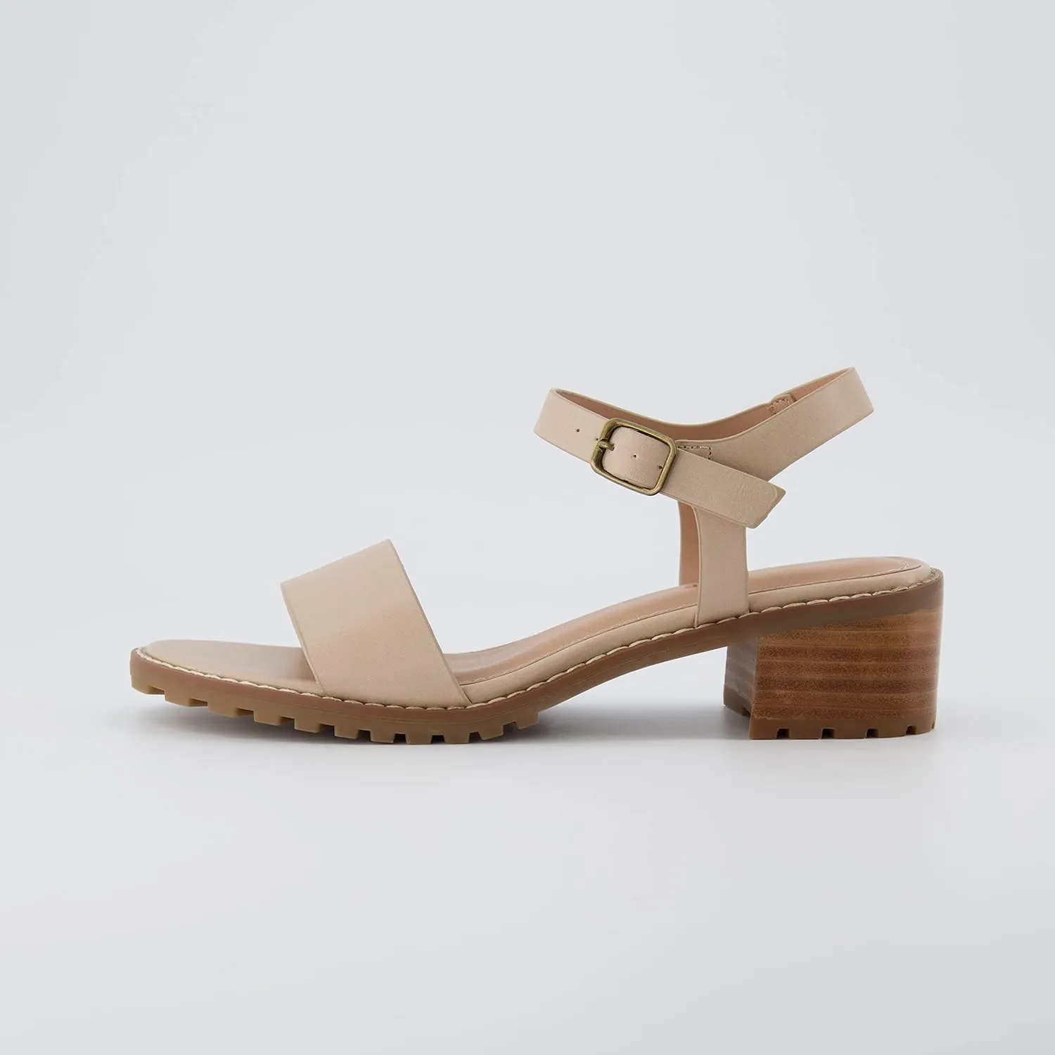 CUSHIONAIRE Flynn one band block heel sandal  Memory Foam, Wide Widths Available