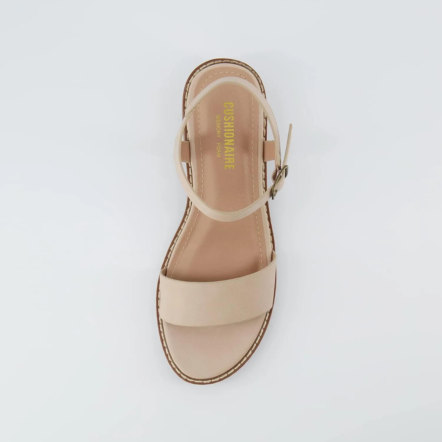 CUSHIONAIRE Flynn one band block heel sandal  Memory Foam, Wide Widths Available