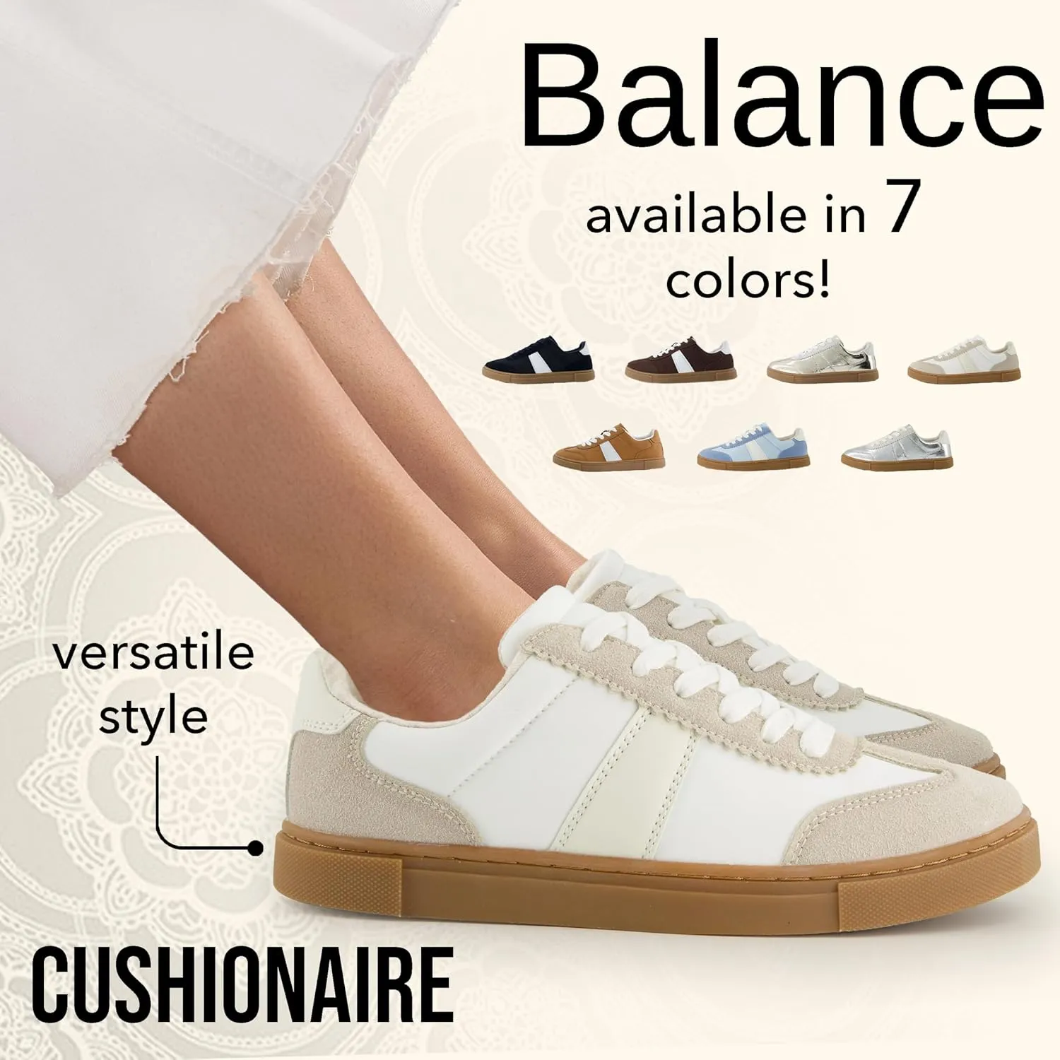 CUSHIONAIRE Women's Balance Lace Up Sneaker  Comfort Foam, Wide Widths Available