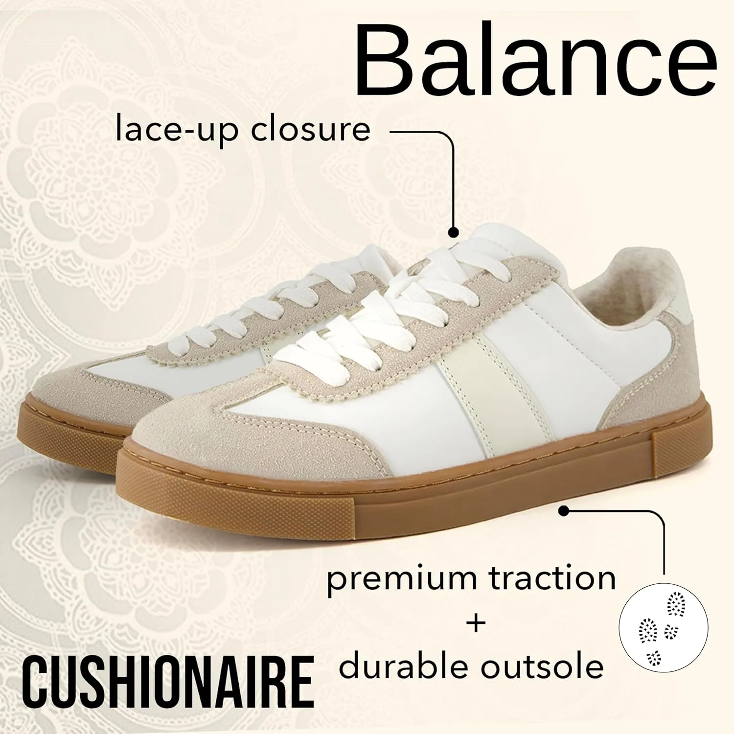 CUSHIONAIRE Women's Balance Lace Up Sneaker  Comfort Foam, Wide Widths Available