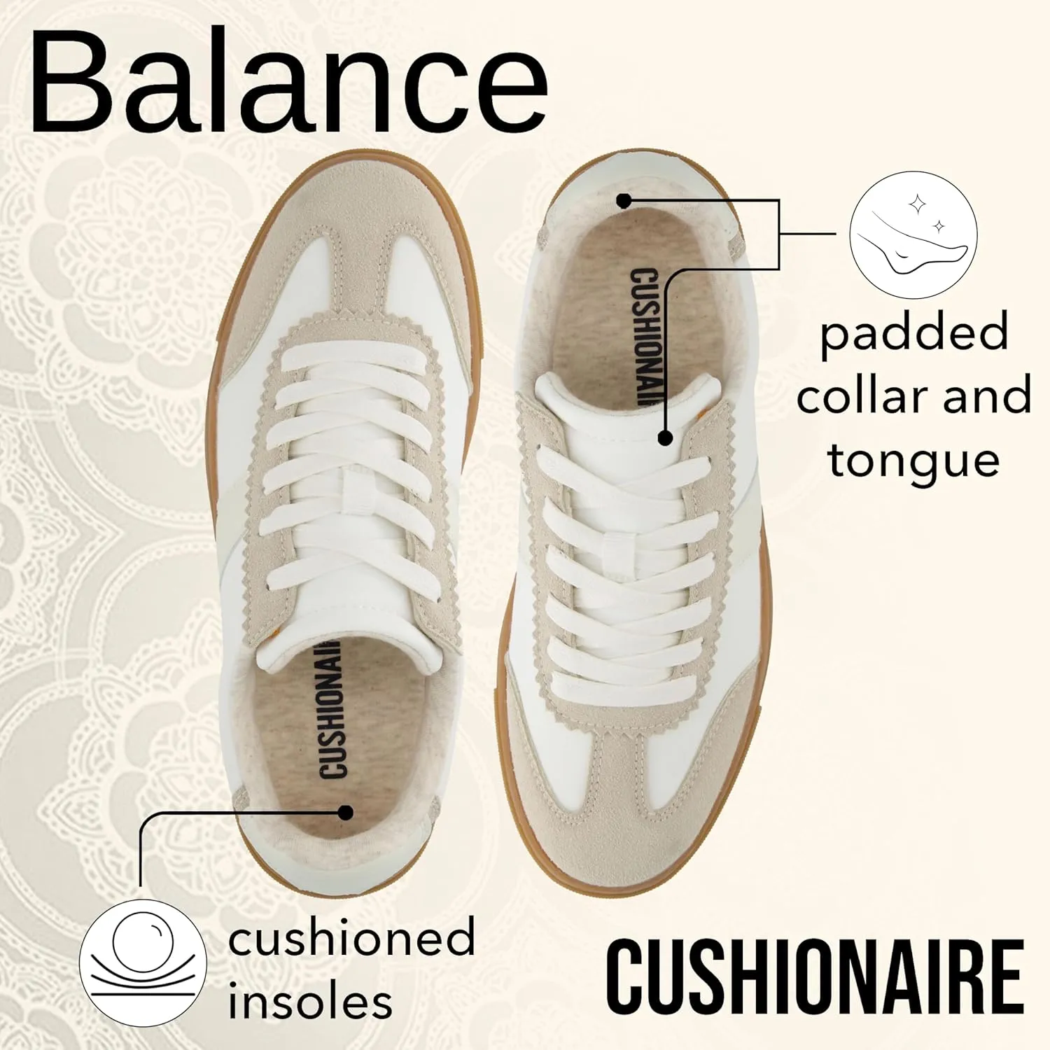 CUSHIONAIRE Women's Balance Lace Up Sneaker  Comfort Foam, Wide Widths Available