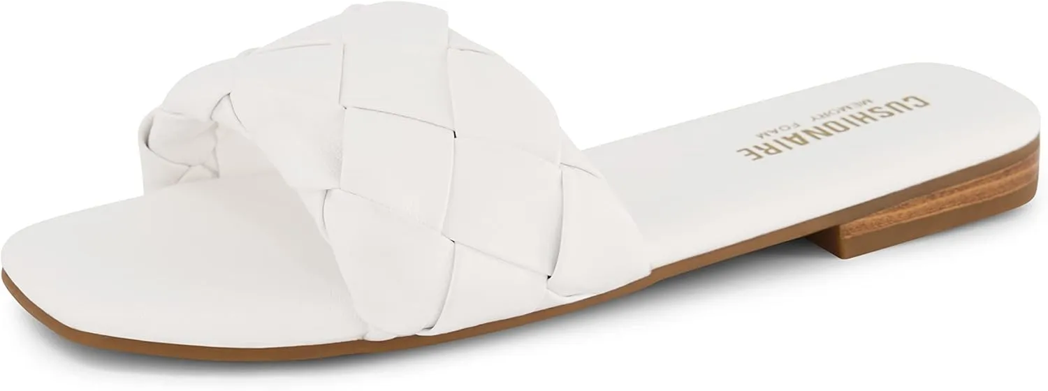 CUSHIONAIRE Women's Franca woven slide sandal  Memory Foam, Wide Widths Available