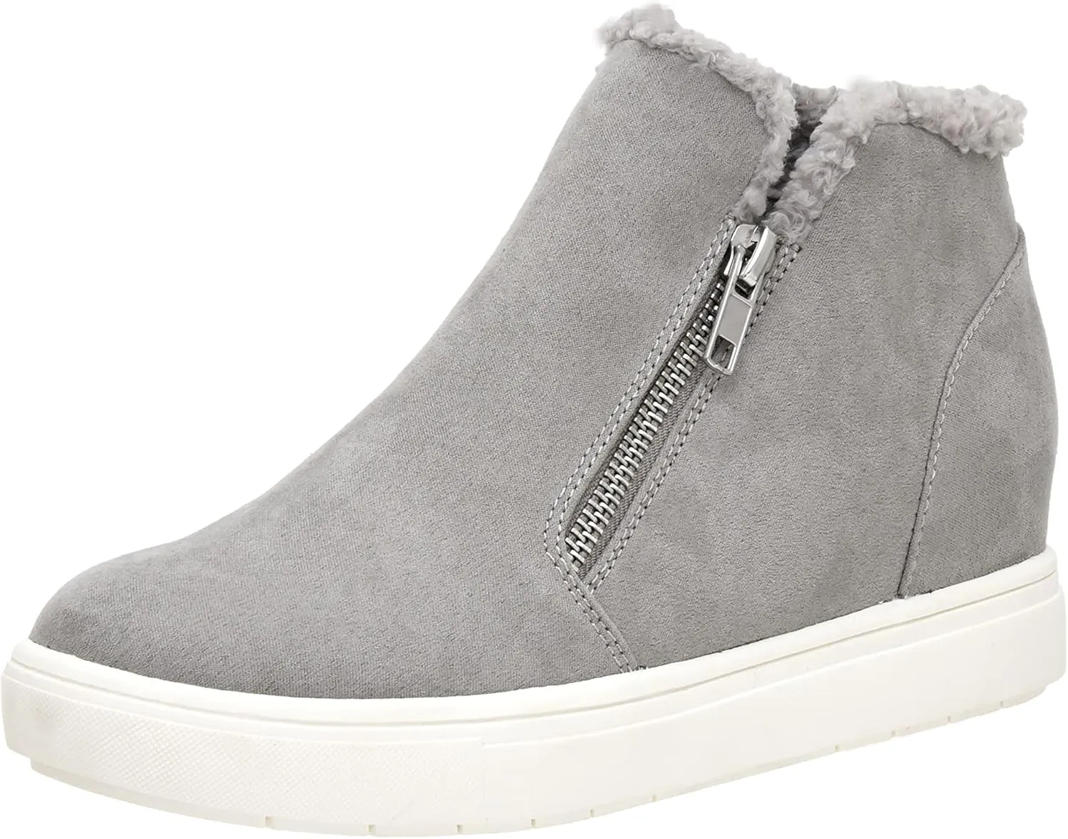 CUSHIONAIRE Women's Heaven Hidden Wedge Faux Shearling Sneaker  Memory Foam