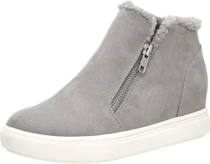 CUSHIONAIRE Women's Heaven Hidden Wedge Faux Shearling Sneaker  Memory Foam