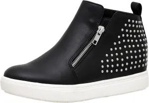 CUSHIONAIRE Women's Hollywood studded Hidden Wedge sneaker  Memory Foam