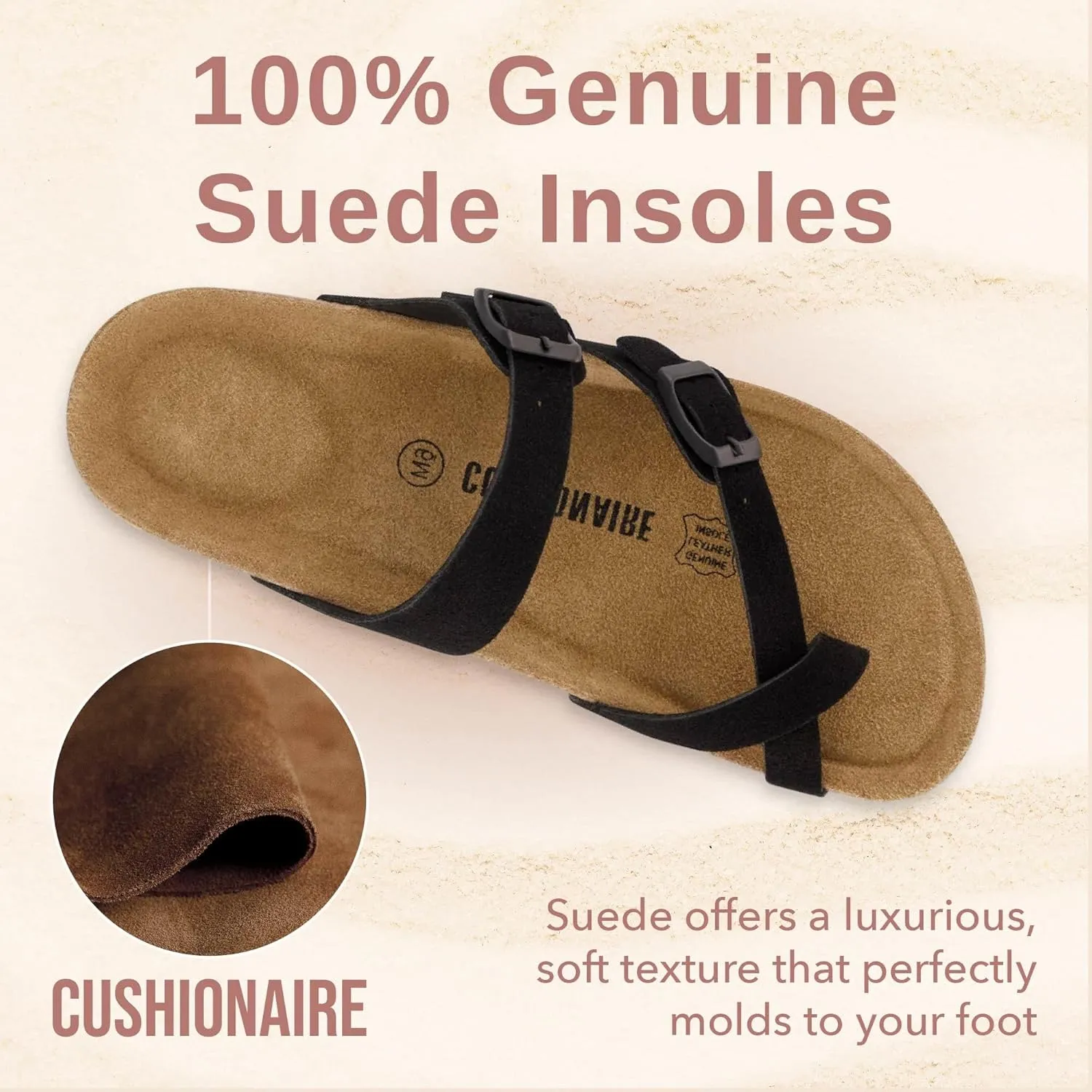 CUSHIONAIRE Women's Luna Cork Footbed Sandal With  Comfort