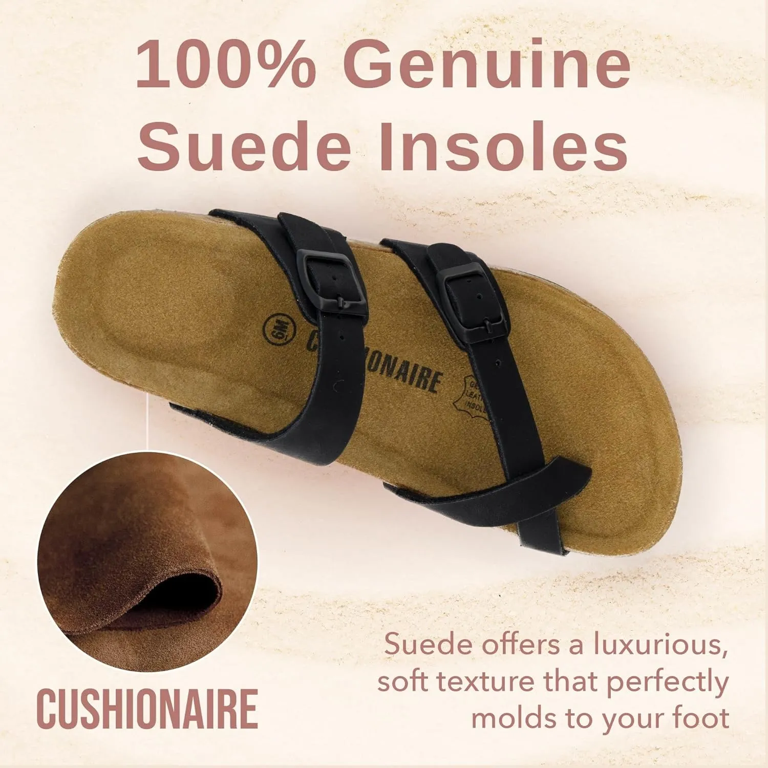 CUSHIONAIRE Women's Luna Cork Footbed Sandal With  Comfort