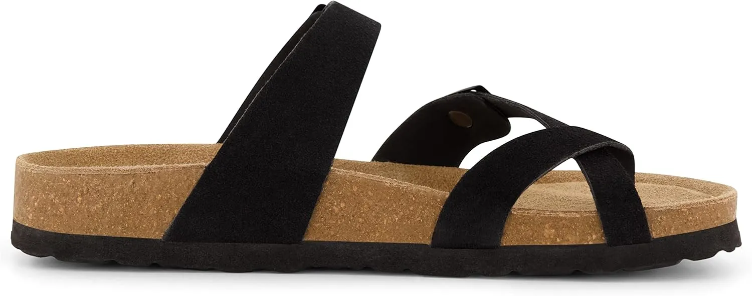 CUSHIONAIRE Women's Luna Cork Footbed Sandal With  Comfort
