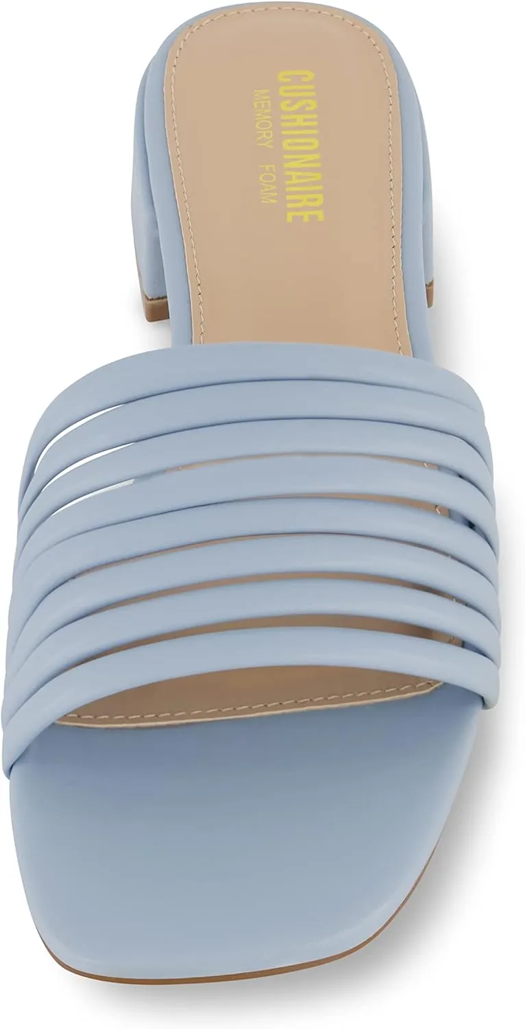 CUSHIONAIRE Women's Nino strappy low block heel slide sandal  Memory Foam and Wide Widths Available