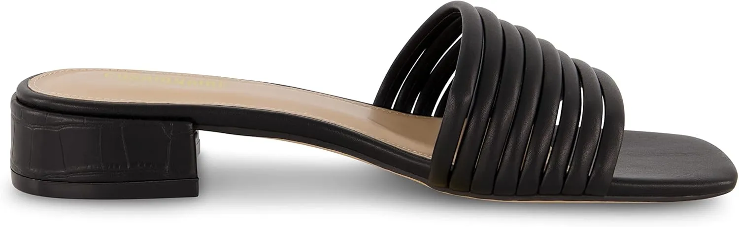 CUSHIONAIRE Women's Nino strappy low block heel slide sandal  Memory Foam and Wide Widths Available