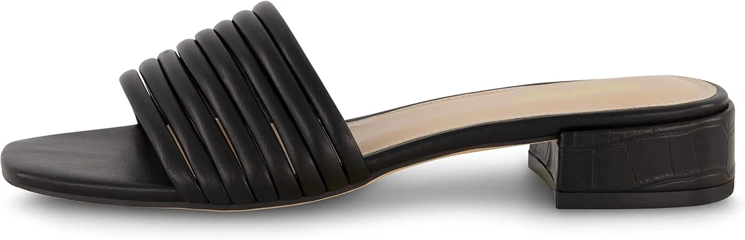 CUSHIONAIRE Women's Nino strappy low block heel slide sandal  Memory Foam and Wide Widths Available