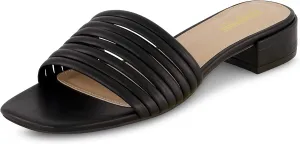 CUSHIONAIRE Women's Nino strappy low block heel slide sandal  Memory Foam and Wide Widths Available