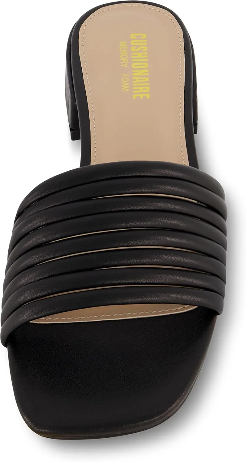CUSHIONAIRE Women's Nino strappy low block heel slide sandal  Memory Foam and Wide Widths Available