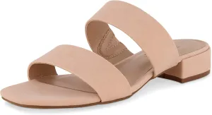 CUSHIONAIRE Women's Nolita two band low block heel slide sandal  Memory Foam and Wide Widths Available
