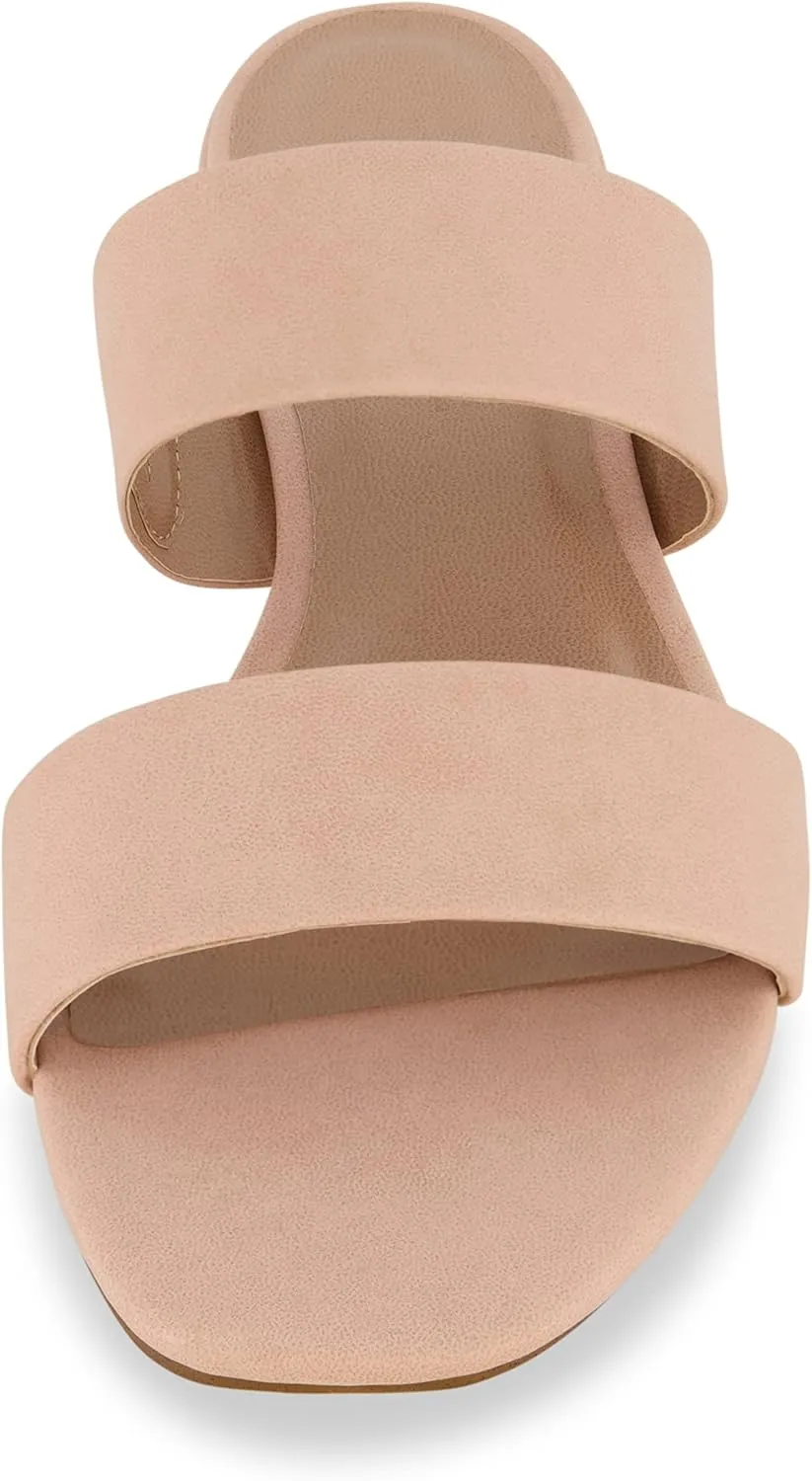 CUSHIONAIRE Women's Nolita two band low block heel slide sandal  Memory Foam and Wide Widths Available