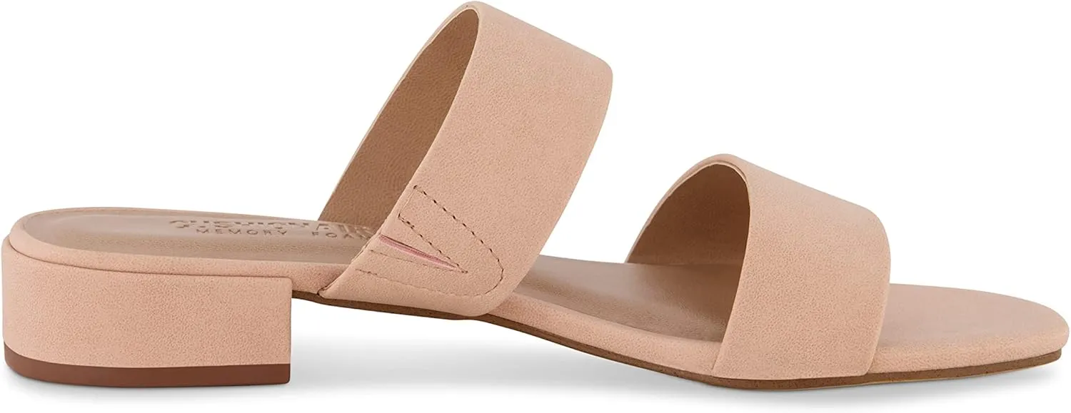 CUSHIONAIRE Women's Nolita two band low block heel slide sandal  Memory Foam and Wide Widths Available