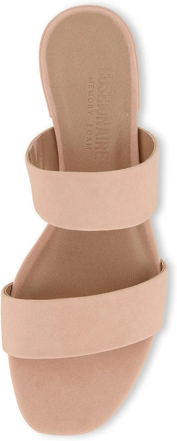 CUSHIONAIRE Women's Nolita two band low block heel slide sandal  Memory Foam and Wide Widths Available