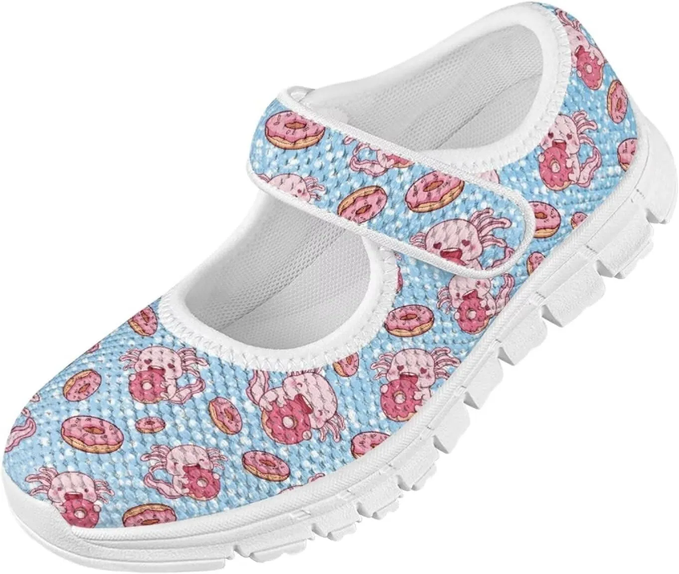 Cute Animals Print Girls Mary Jane Shoes Mesh School Sneaker Toddler Breathable Dress Shoes for Hiking Camping Travel