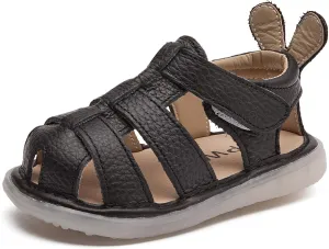 DADAWEN Baby Boys Girls Closed Toe Summer Sandals Lightweight Non-Slip Soft Sole Leather Athletic Sandals Outdoor Toddler First Walking Shoes