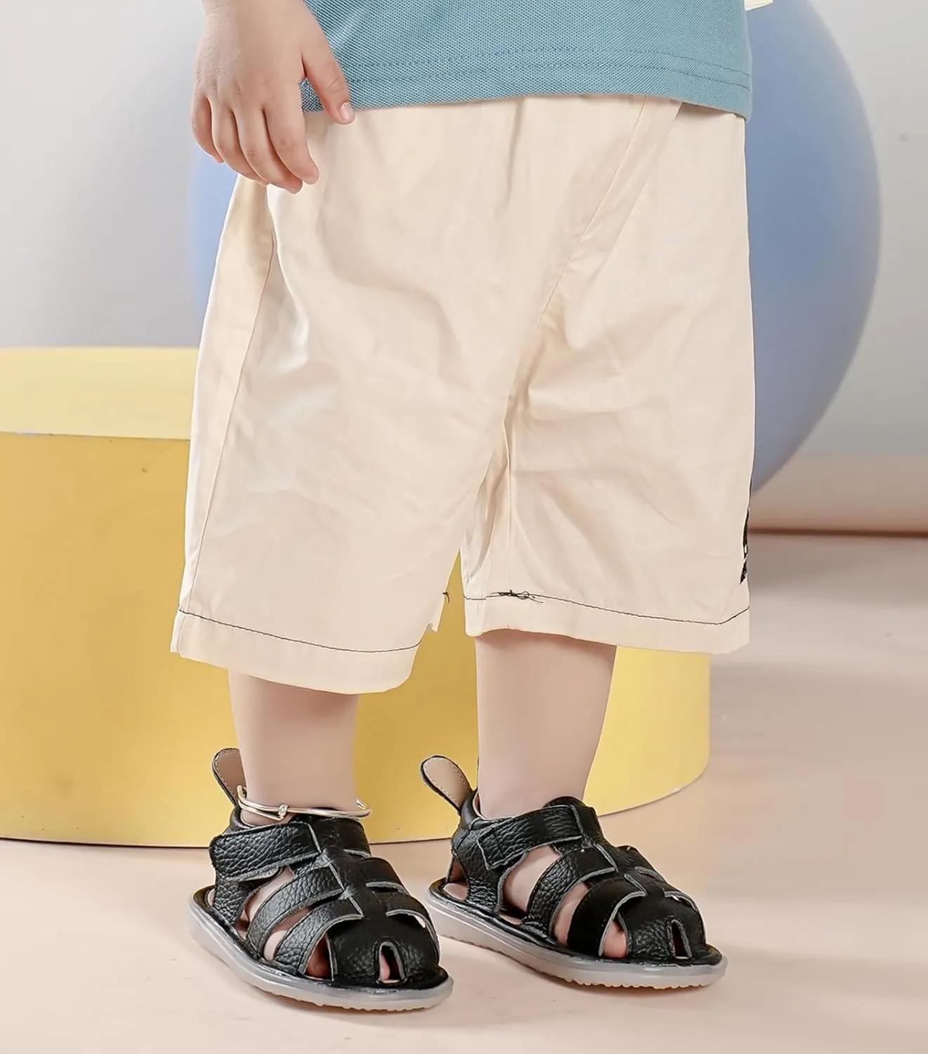 DADAWEN Baby Boys Girls Closed Toe Summer Sandals Lightweight Non-Slip Soft Sole Leather Athletic Sandals Outdoor Toddler First Walking Shoes