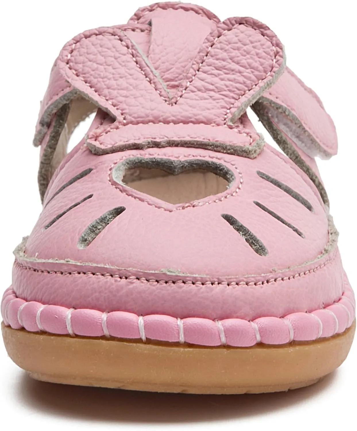 DADAWEN Toddler Girls Leather Closed Toe Summer Sandals Lightweight Non-Slip Soft Sole Cute Flat Shoes Baby Flower Girl Shoes