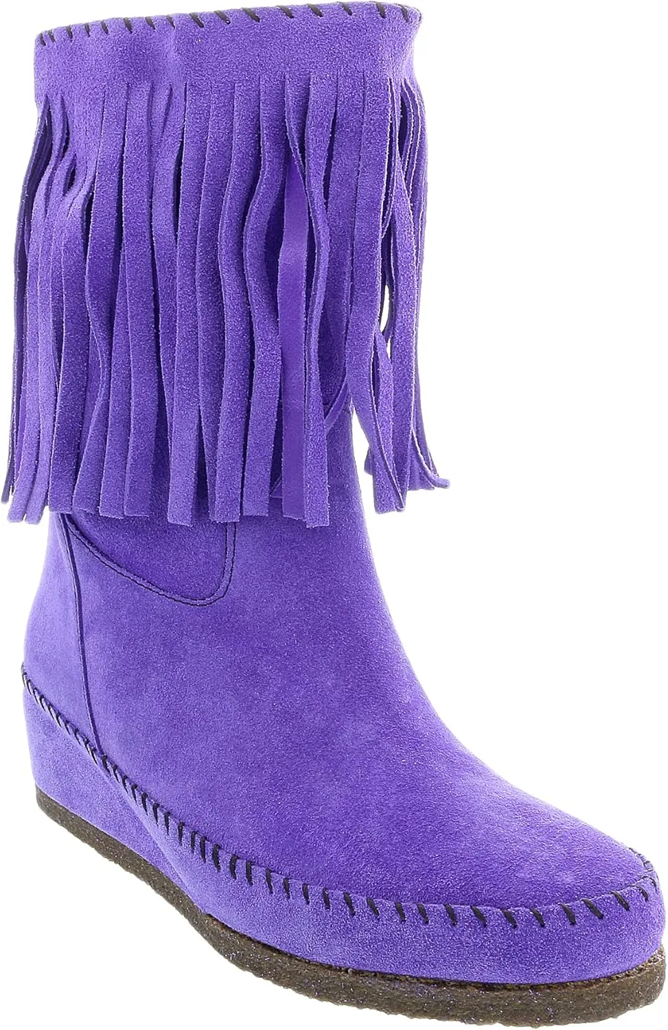 Daniela Fargion Fuschia Suede Suede Mid Calf Low Wedge Heel Boots- for Womens