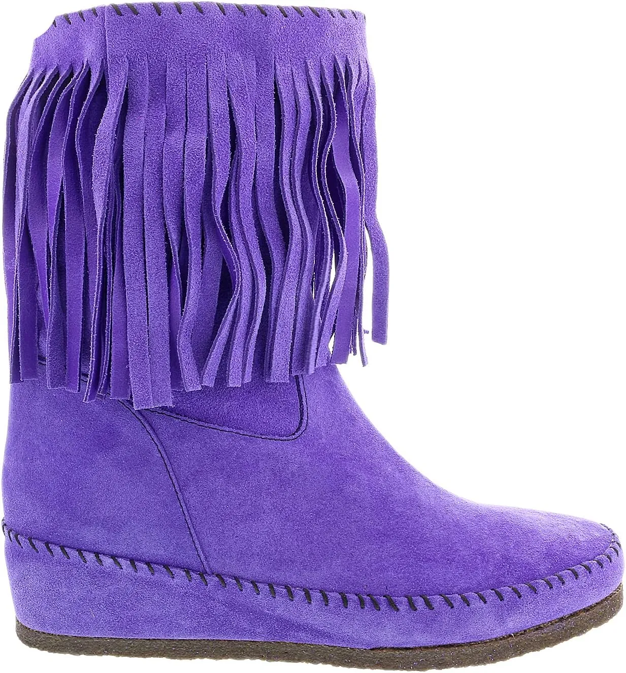 Daniela Fargion Fuschia Suede Suede Mid Calf Low Wedge Heel Boots- for Womens