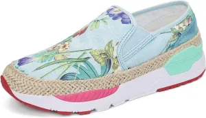 Dannto Women's Art Loafers Embroidered Floral Boat Sneakers Slip-On Ladies Walking Shoes