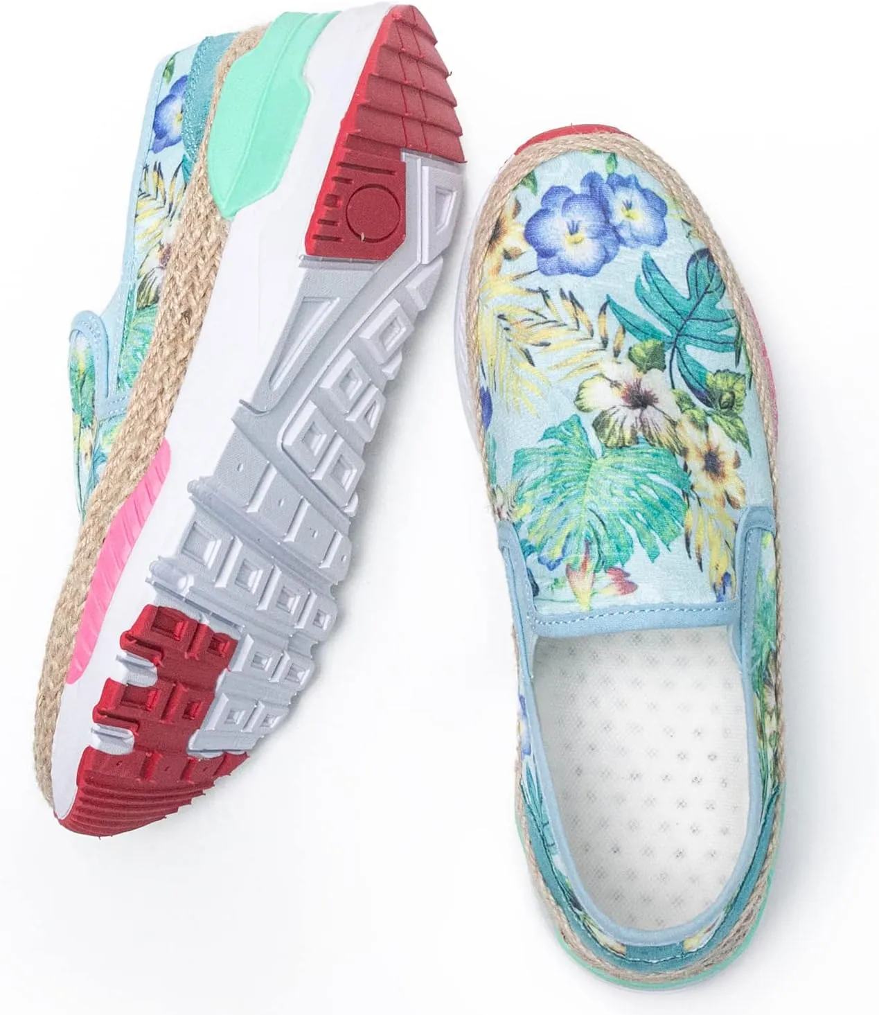 Dannto Women's Art Loafers Embroidered Floral Boat Sneakers Slip-On Ladies Walking Shoes