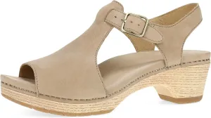 Dansko Laverne Peep-Toe Sandals for Women – T-Strap Design with Stain Resistant Nubuck Leathers