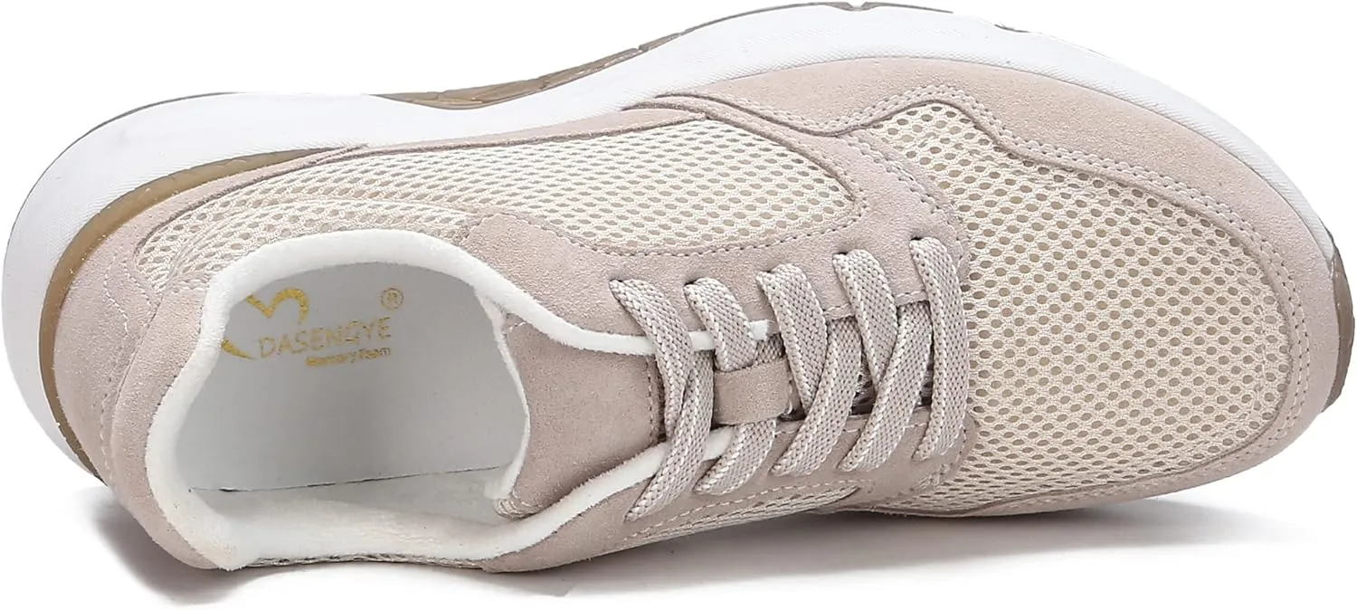 DASENGYE Non Slip Womens Fashion Sneakers Comfortable Lace Up & Mesh Walking Shoes Women