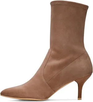 Divanne Ankle Boots for Women,Women's Pointed Toe Mid Calf Boots Stretchy Suede Kitten Heel Sock Boots