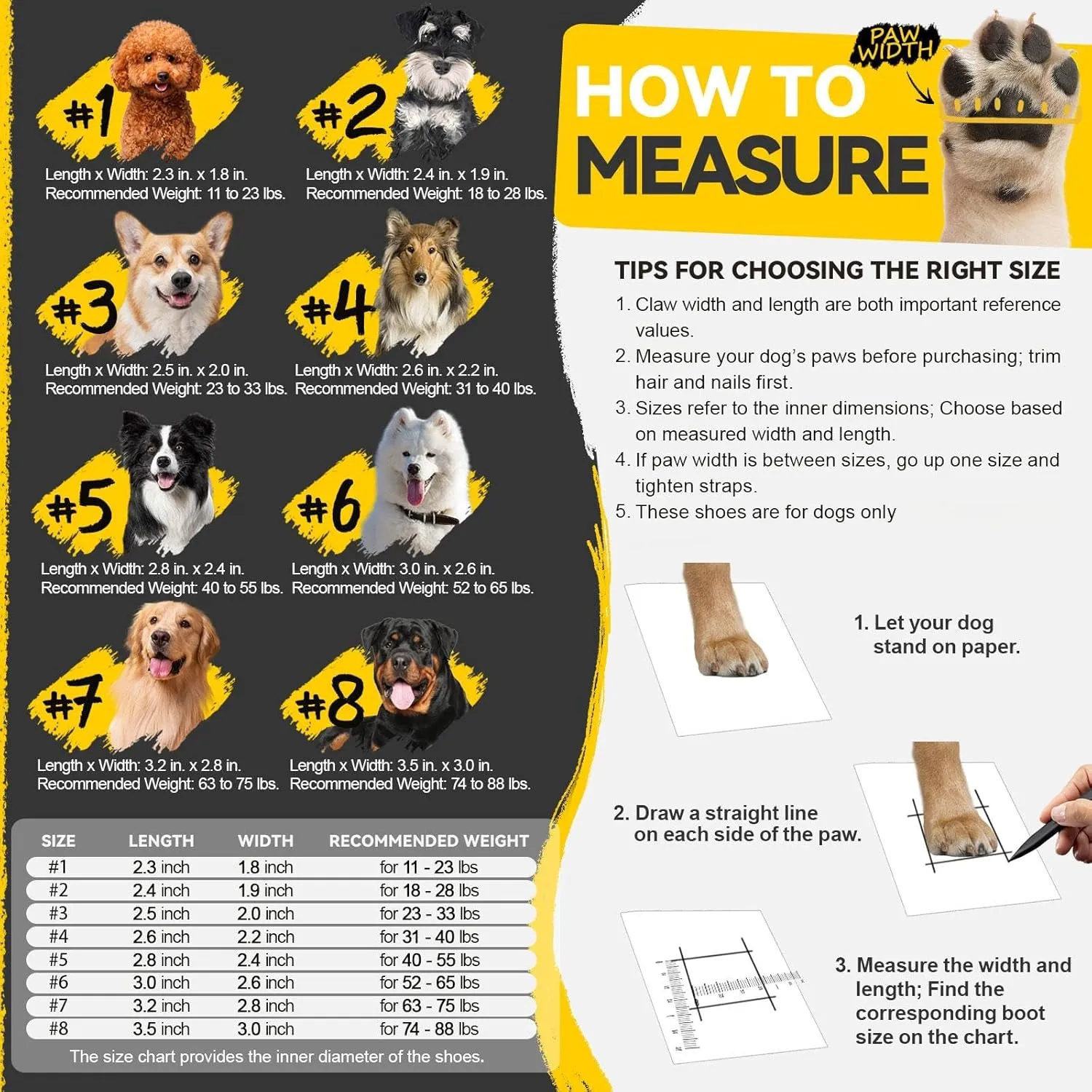 Dog Shoes for Large Small Medium Dogs,Dog Booties for Indoor Hardfloors Anti-Slip,Reflective Strip Waterproof Dog Boots & Paw Protectors for Outdoor Walking Hot Pavement,Winter Snow (Black-6)