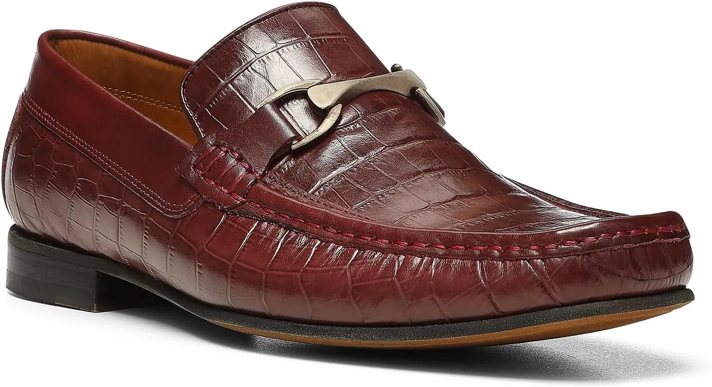 Donald Pliner Dannie Slip-On Leather Loafer - Stacked Heel – Classic Dress Loafers for Men, Memory Foam Insole, Men’s Driving Shoes, Leather Shoes for Men