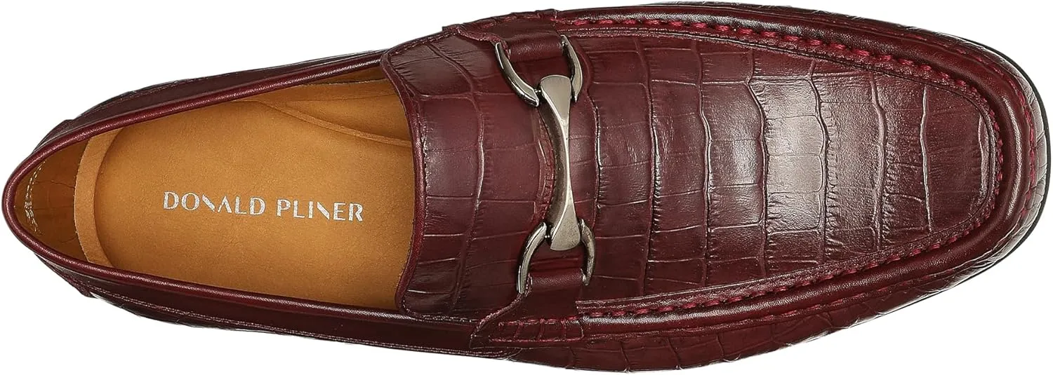 Donald Pliner Dannie Slip-On Leather Loafer - Stacked Heel – Classic Dress Loafers for Men, Memory Foam Insole, Men’s Driving Shoes, Leather Shoes for Men