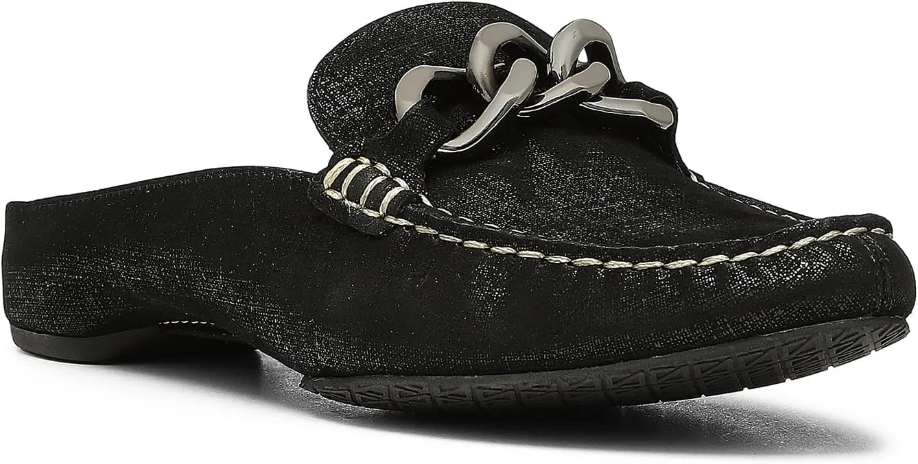 Donald Pliner Women's Bless Distressed Mules, Closed Toe Comfort Loafers, Slip On Mules for Women