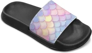 Doojoayie Wide Fit Slides for Kids Girls Colorful Beach Shoes for Water Play Non Slip