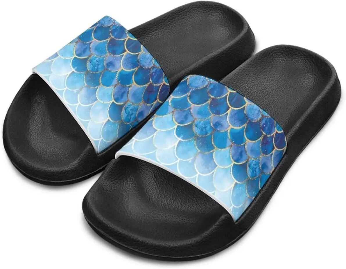 Doojoayie Wide Fit Slides for Kids Girls Colorful Beach Shoes for Water Play Non Slip