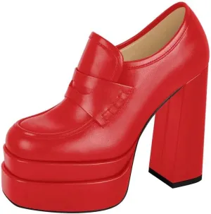 Double Platforms Chunky High Heel Loafers Pumps