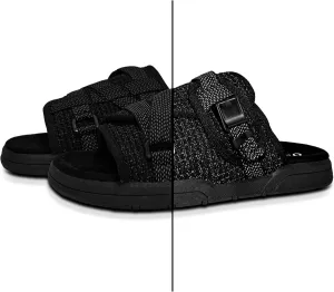 DracoSlides Reflective Slides for Men and Women, Wrapped in Reflective 3M with Adjustable Straps for Wide/Narrow Feet, Sandals with Arch Support & Slip Resistant, Men & Women Footwear, Black