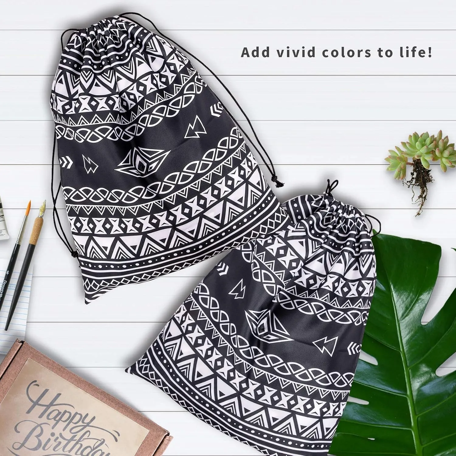 Drawstring Storage Bag - Tribal Art Gymnastics Shoe Laundry Makeup Pouch