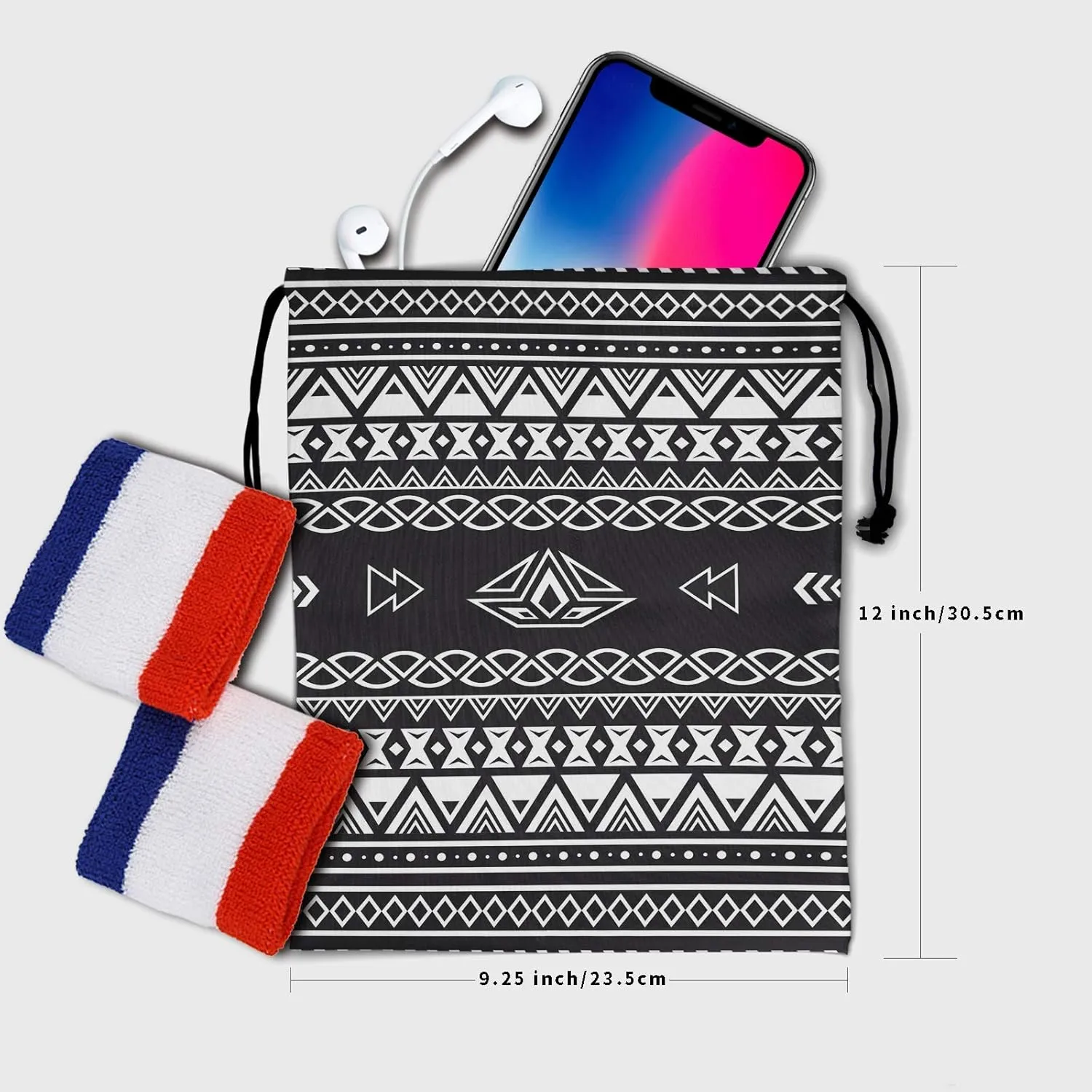 Drawstring Storage Bag - Tribal Art Gymnastics Shoe Laundry Makeup Pouch