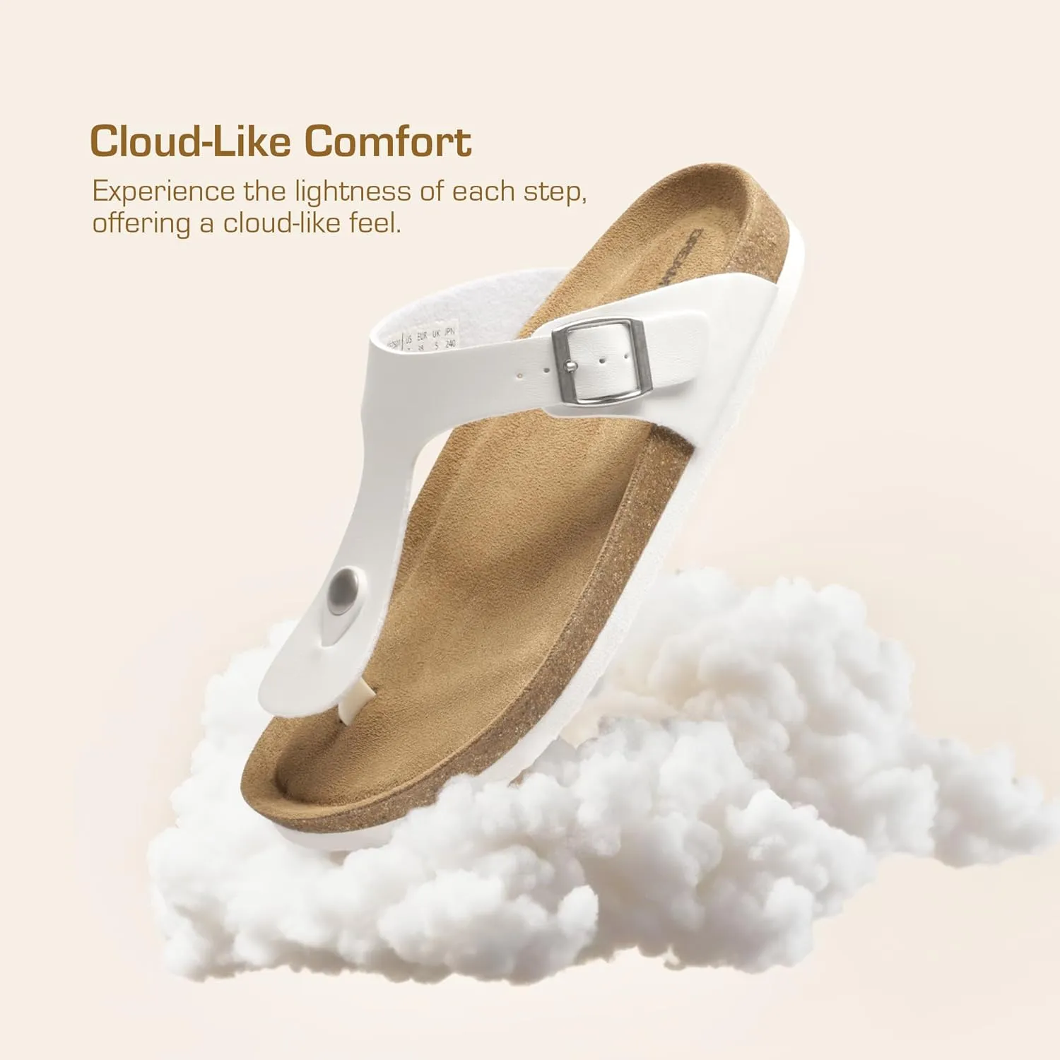 DREAM PAIRS Arch Support Thong Sandals for Women Casual Leather Flip Flops Dressy Slides with Soft Cork Footbed Adjustable Strap for Summer Beach Vacation