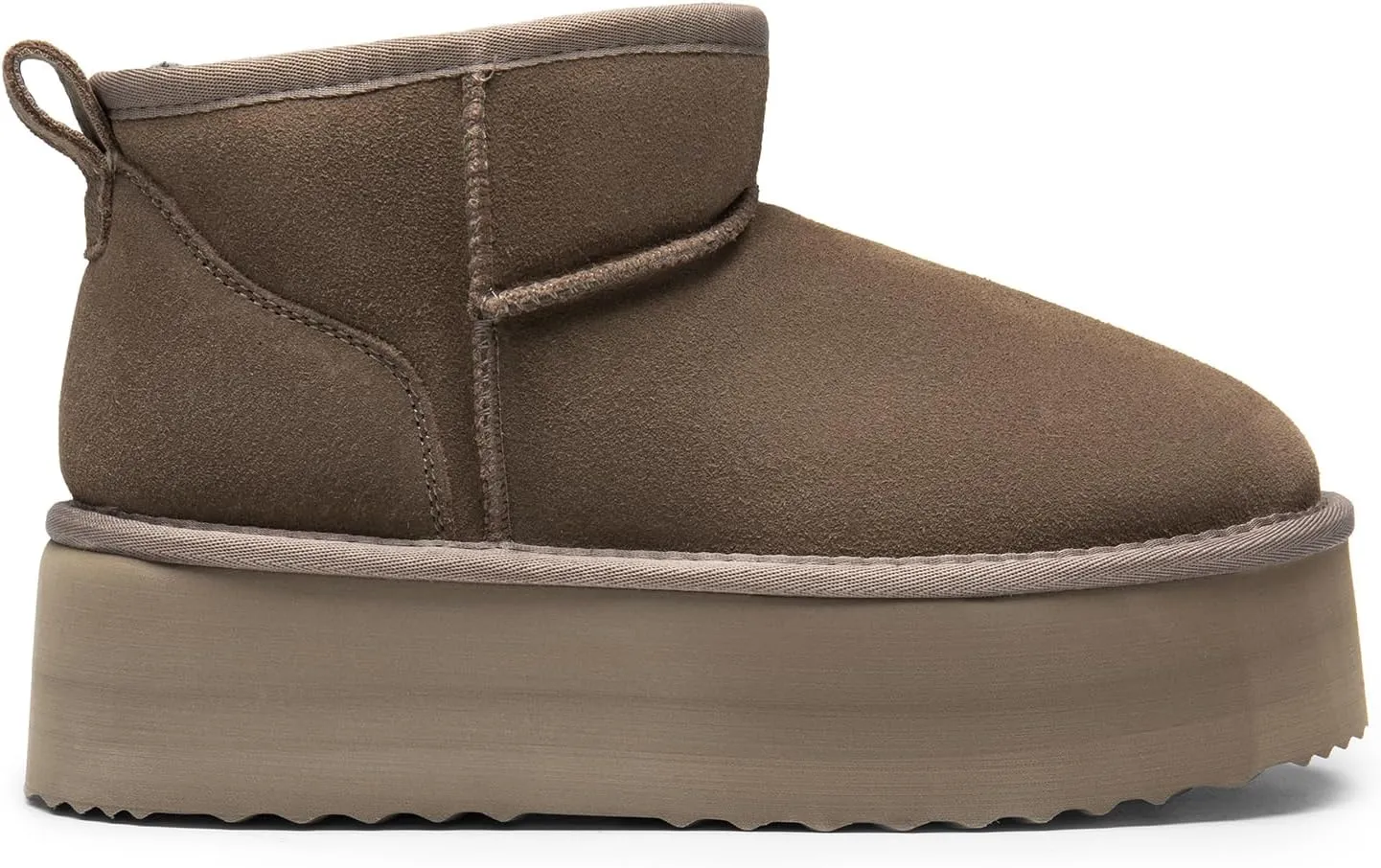 DREAM PAIRS FuzzyClassic Platform Mini Boots for Women Suede Genuine Leather, Classic Winter Ankle Snow Boots with Memory Foam Insole Lightweight Anti-Slip Outsole Outdoor