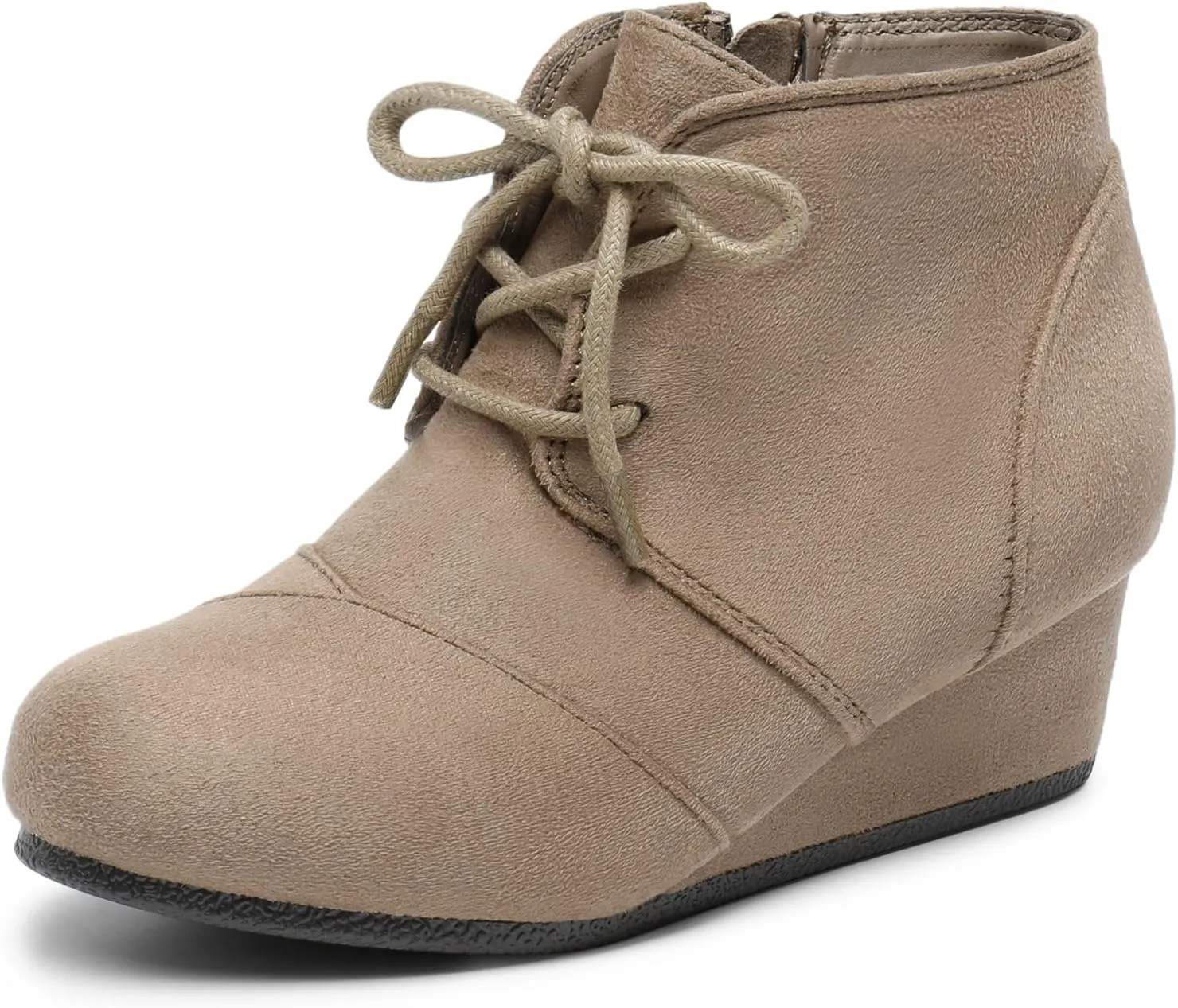 DREAM PAIRS Girls Low Wedge Heel Booties Side Zipper Ankle Boots Toddler/Little Kid/Big Kid
