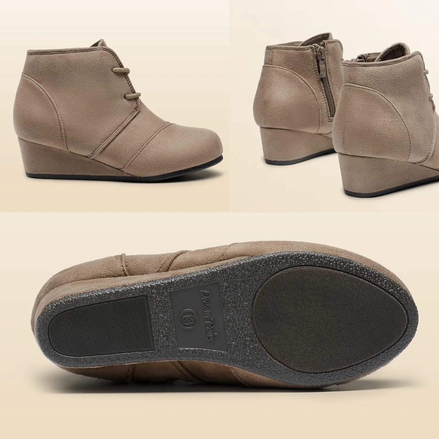 DREAM PAIRS Girls Low Wedge Heel Booties Side Zipper Ankle Boots Toddler/Little Kid/Big Kid