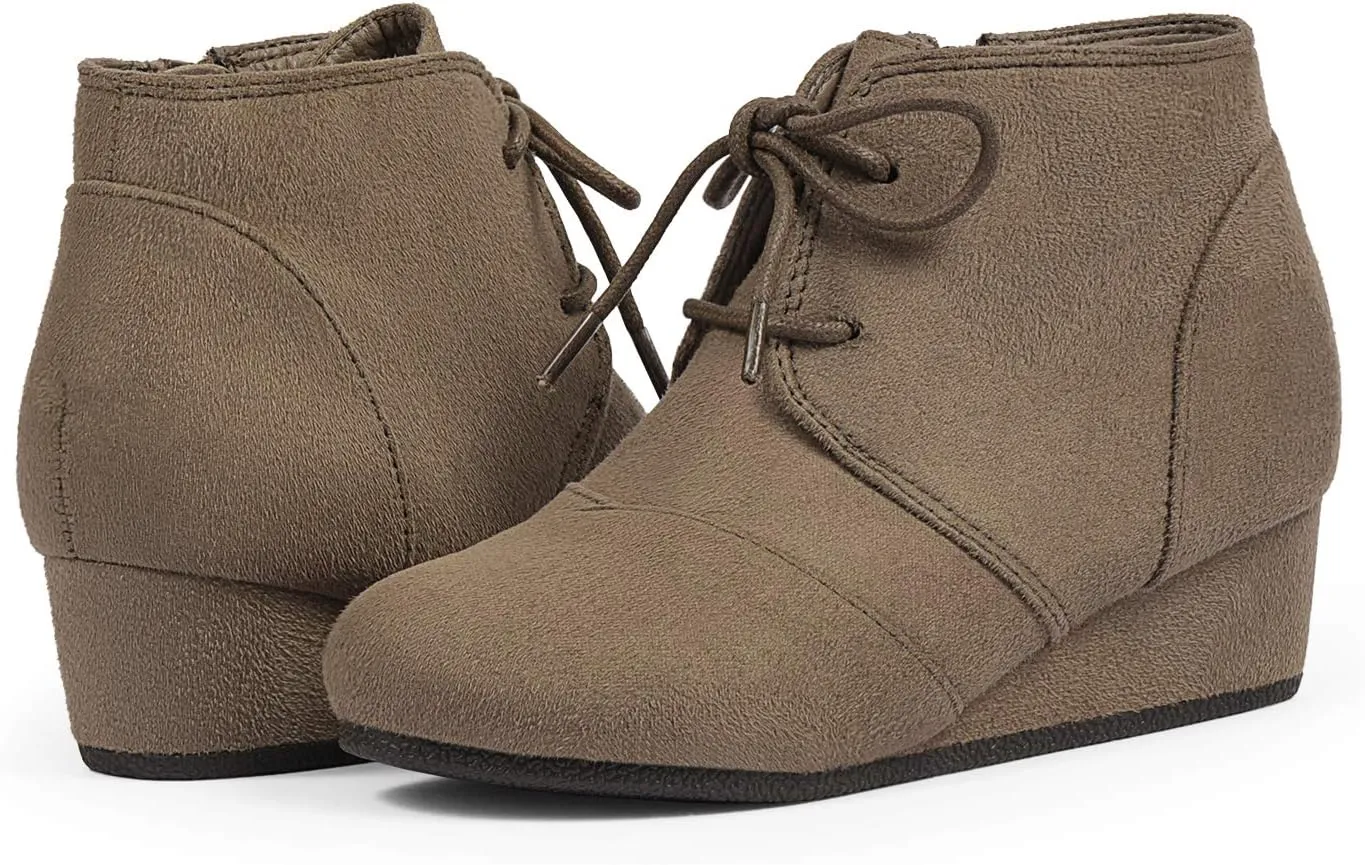 DREAM PAIRS Girls Low Wedge Heel Booties Side Zipper Ankle Boots Toddler/Little Kid/Big Kid