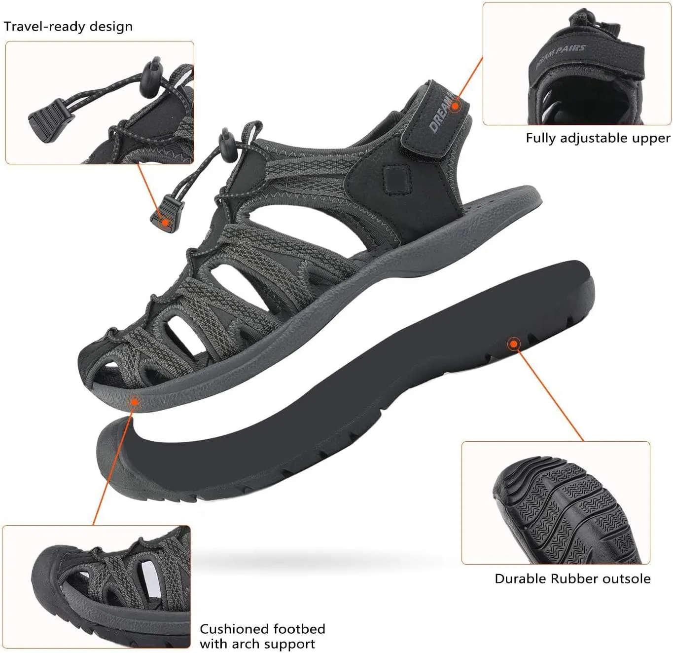 DREAM PAIRS Men's 160912-M-NEW Adventurous Summer Outdoor Sandals