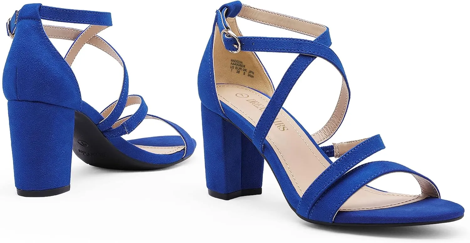 DREAM PAIRS Women’s Ankle Strap Dress Pump Low Chunky Heel Sandals