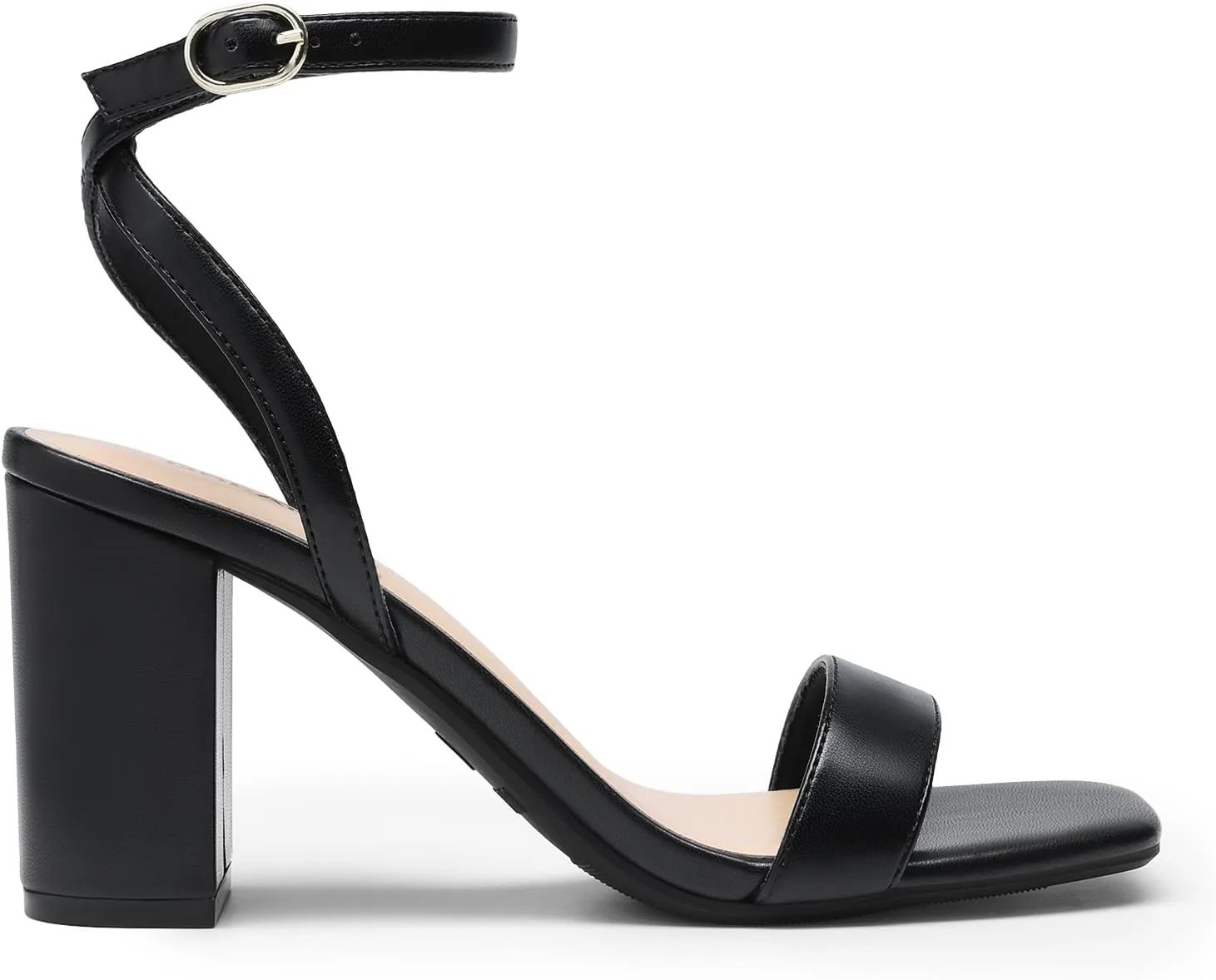 DREAM PAIRS Women's Chunky Heels Square Open Toe Ankle Buckle Strappy Block Heeled Sandals for Party Wedding Daily